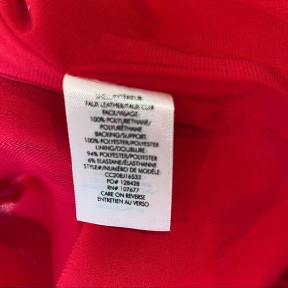 NWT Alice + Olivia Leandra Vegan Leather Mini Dress size 10 in Perfect Ruby - Picture 9 of 9